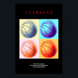 Póster Trabajo en equipo Baloncesto Deporte Motivador Pop<br><div class="desc">El talento gana los juegos,  pero el trabajo en equipo y la inteligencia gana los campeonatos.- Me encanta este juego. Popular Deportes - Imagen de la pelota de baloncesto.</div>