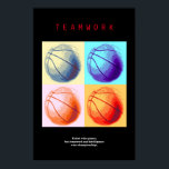 Póster Trabajo en equipo Baloncesto Deporte Motivador Pop<br><div class="desc">El talento gana los juegos,  pero el trabajo en equipo y la inteligencia gana los campeonatos.- Me encanta este juego. Popular Deportes - Imagen de la pelota de baloncesto.</div>
