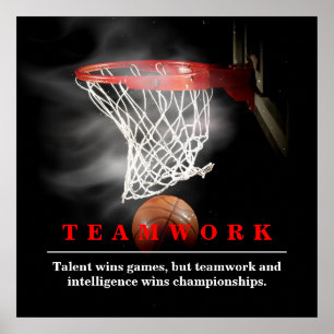 Póster Trabajo en equipo Baloncesto Motivacional Inspirad
