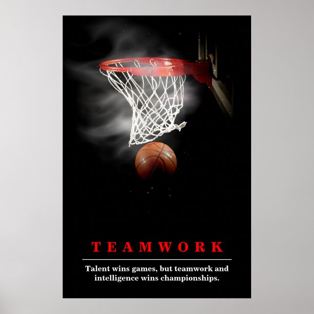 Póster Trabajo en equipo Baloncesto Motivador Inspirador (Frente)