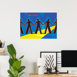 Póster Trabajo en Equipo Unidad Personas Agarradas de la 