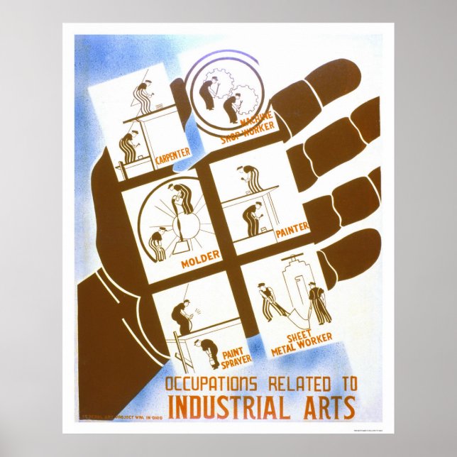 Póster Trabajos de artes industriales 1936 WPA (Frente)