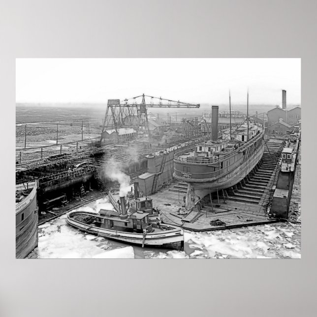 Póster Trabajos de ingeniería en los Grandes Lagos (Frente)