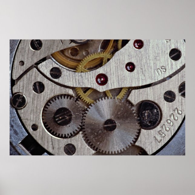 Póster Trabajos de una textura de reloj de bolsillo (Frente)