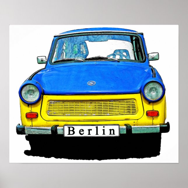 Póster Trabant Car Front, Blue & Yellow, Berlín (Frente)