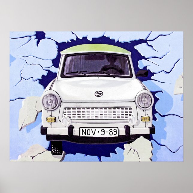 Póster Trabant Car , Pale Blue, Berlín Wall (Frente)