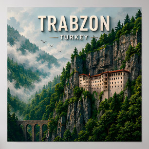 Póster Trabzon Turquía Destino Montañoso Escénico del Mar
