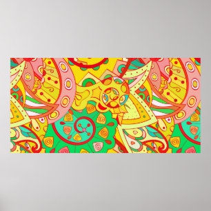 Póster Tracería sin fisuras. Diseño de Mehndi. Coco étnic
