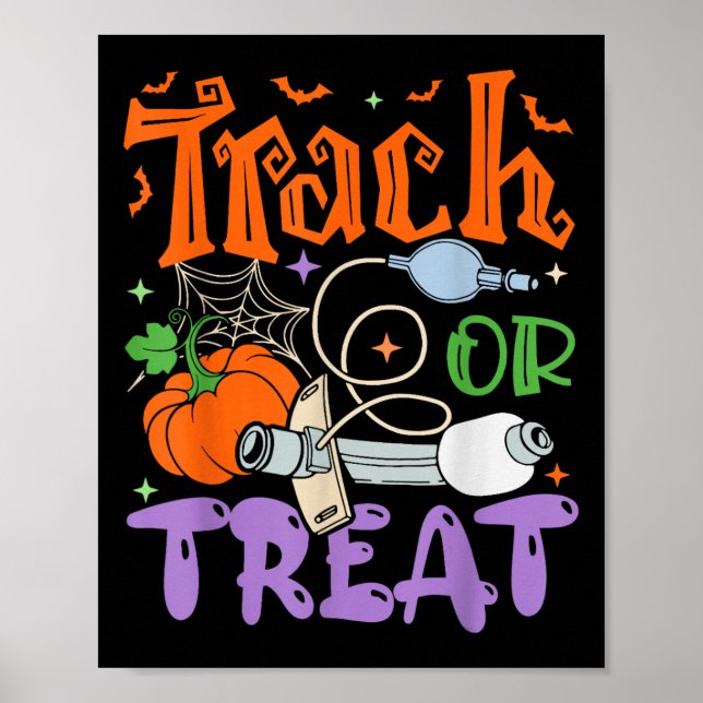 Póster Trach Terapista O Trate Enfermera Icu Rn Halloween (Frente)