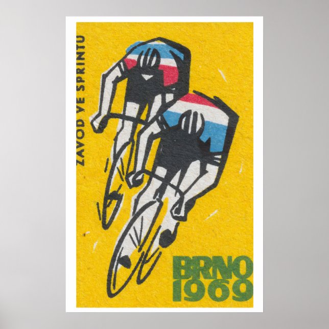 Póster Track Cycling Matchbox Art Print, Czech Vintage (Frente)