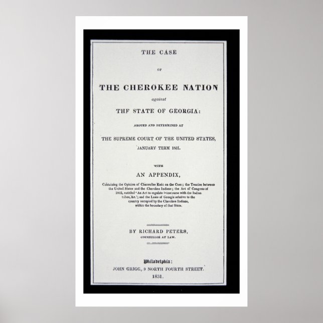 Póster Tracto antiremoción, por Cherokee Nation, en respu (Frente)