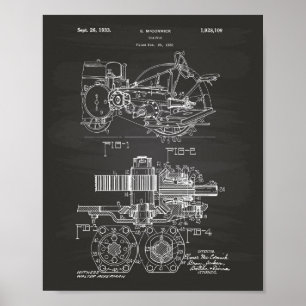 Póster Tractor 1932 Patent Art Chalkboard