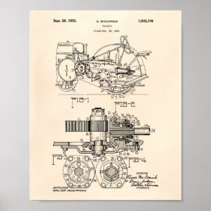 Póster Tractor 1932 Patent Art Old Peper