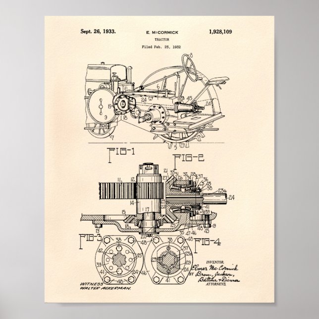 Póster Tractor 1932 Patent Art Old Peper (Frente)