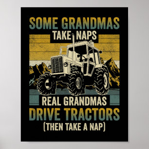 Póster Tractor Abuela Farm Regalos Real Grandmas Drive Tr