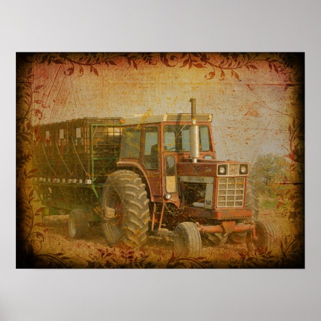 Póster Tractor antiguo (Frente)