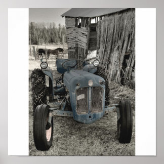 Póster tractor antiguo