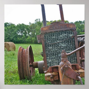 Póster Tractor antiguo oxidado del caso