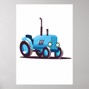 Póster Tractor Azul Adorable