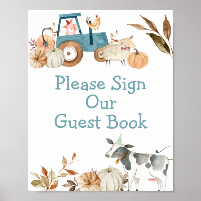 Póster Tractor de animales de la granja de calabaza Por f (Frente)