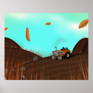 Póster Tractor de cultivo de vintage