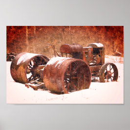 Póster Tractor de granja antigua