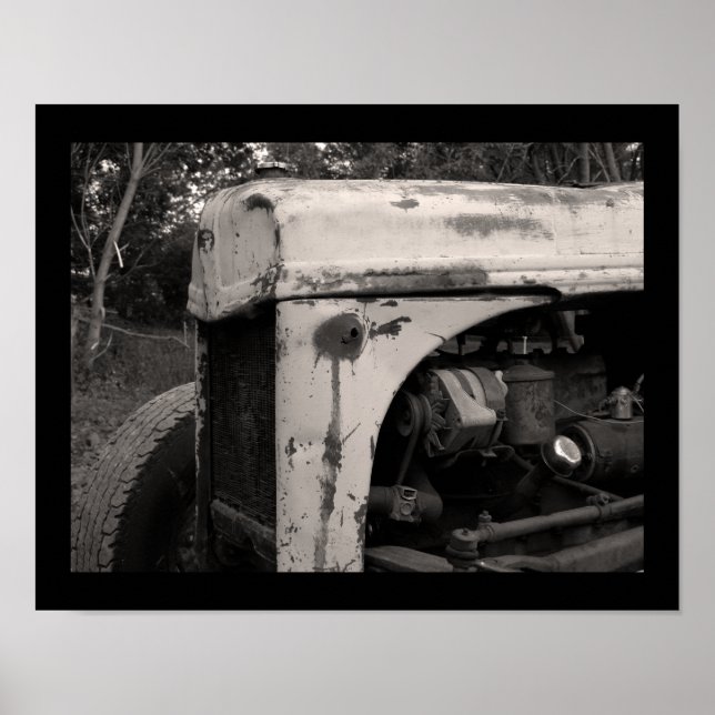 Póster Tractor de granja antigua (Frente)