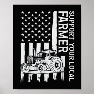 Póster Tractor de granja patriota bandera de EE. UU. Día