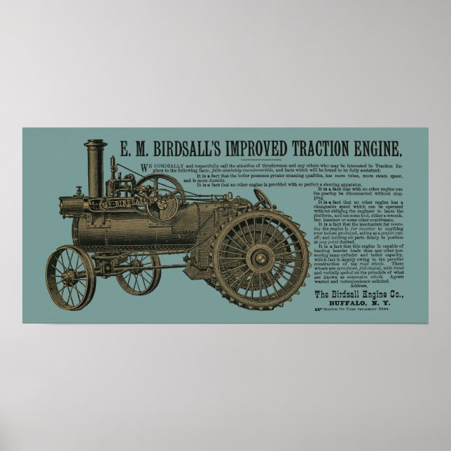 Póster Tractor de la granja Birdsall's Steam Traction Eng (Frente)