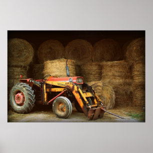 Póster tractor del heno