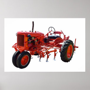 Póster Tractor del rojo del vintage