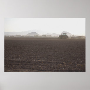Póster Tractor en campo