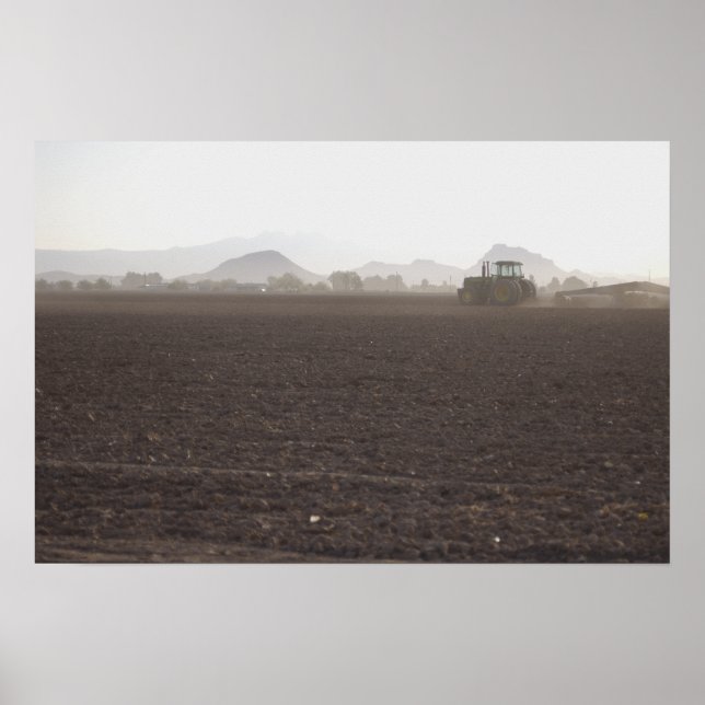 Póster Tractor en campo (Frente)