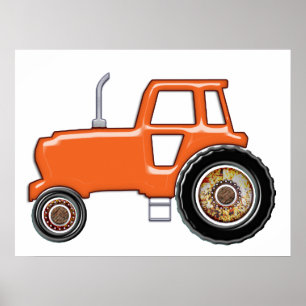 Póster Tractor Naranja brillante