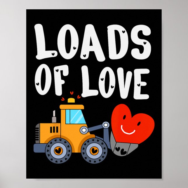Póster Tractor oruga del Día de San Valentín cargado de a (Frente)