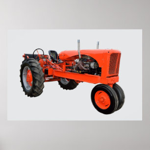 Póster Tractor rojo vintage
