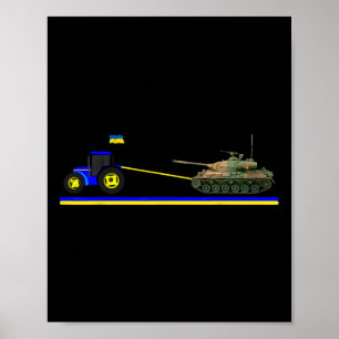 Póster Tractor ucraniano tirando de un tanque con la band