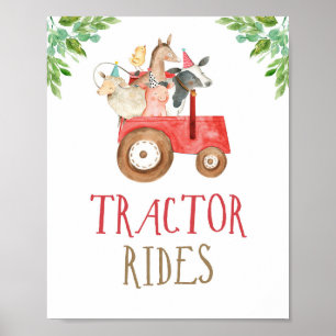 Póster Tractor Viaja en Granja Animales Barnyard Boy Cump