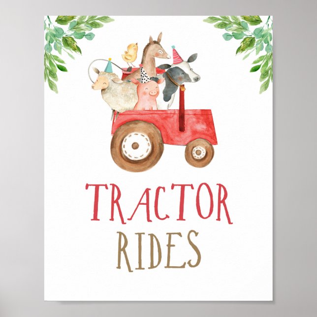 Póster Tractor Viaja en Granja Animales Barnyard Boy Cump (Frente)