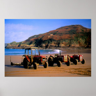 Póster Tractores en el sol invernal