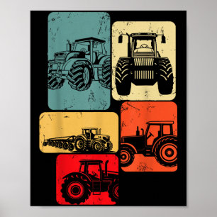 Póster Tractores Granjas Niños Niños