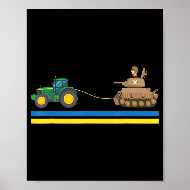 Póster Tractores sobre los tanques Ucrania Yo apoyo a Ucr (Frente)