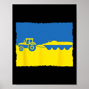 Póster Tractorista ucraniano divertido roba un tanque rus