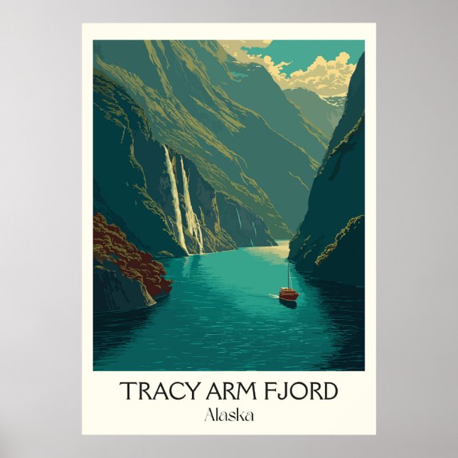 Póster Tracy Arm Fjord Alaska Glacier Waterfall (Frente)