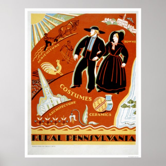 Póster Tradición de disfraces de Amish 1938 WPA (Frente)