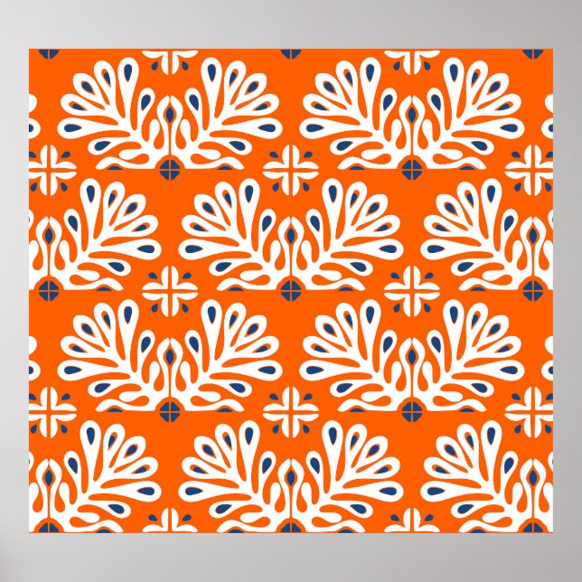 Póster Tradición escandinava: Mosaico étnico floral. (Frente)