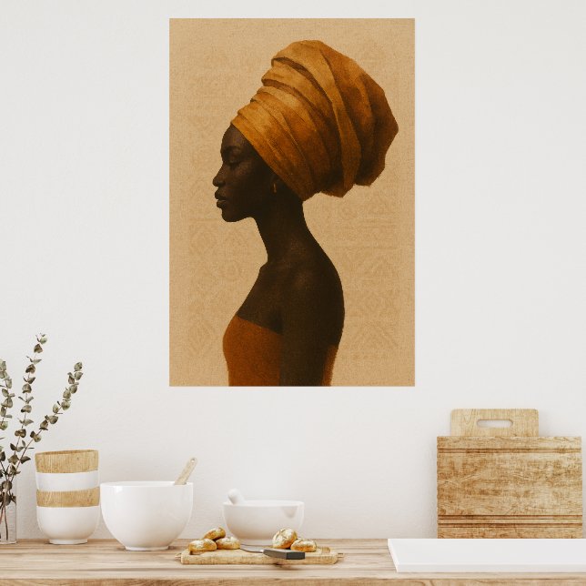 Póster Traditional African Woman Boho Style Wall Art (Cocina)
