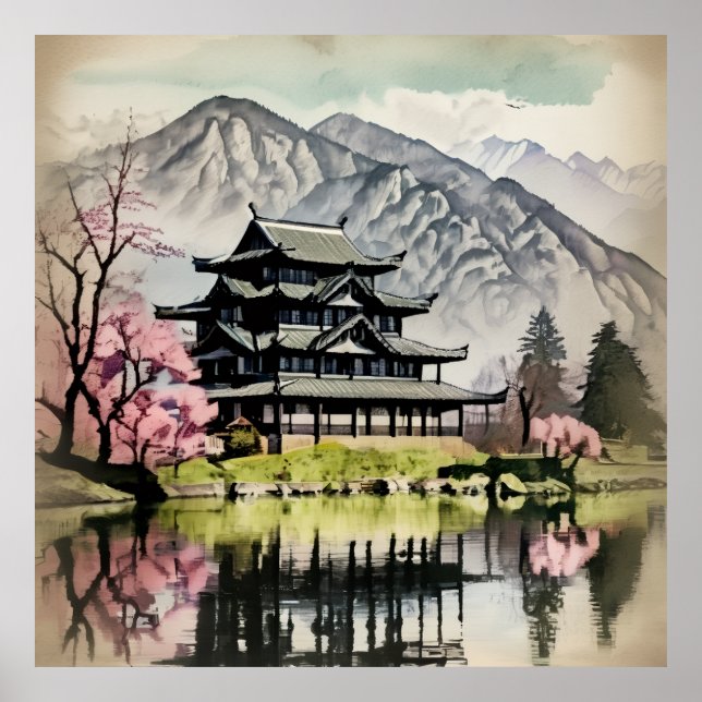 Póster Traditional Castle On Lake (Frente)