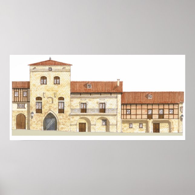 Póster Traditional houses. Santillana del Mar (Frente)