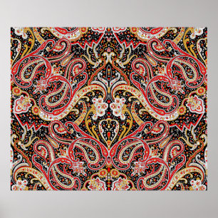 Póster traditional indian paisley pattern